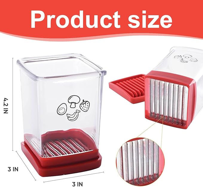Wanheart Fruit Slicer Cup 2 Pack Stainless Steel Cutter for Strawberry Banana Grape Boiled Egg Compact Kitchen Gadget for Quick Food Prep