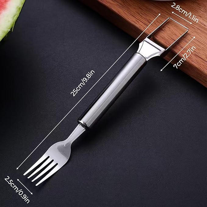 3 Pack Stainless Steel 2-In-1 Watermelon Fork Slicer, Multifunctional Fruit Cutter and Fork For Home, Camping, Summer Kitchen Gadgets