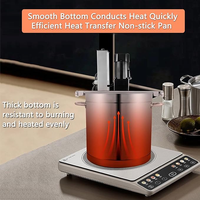 40L 80L Commercial Automatic Food Mixer, Commercial Heating Mixer, Hot Pot Seasoning Bottom Soup Sauce Stirrer Frying Machine, Stainless Steel Electric Food Mixer, Adjustable Stirring Speed,40L