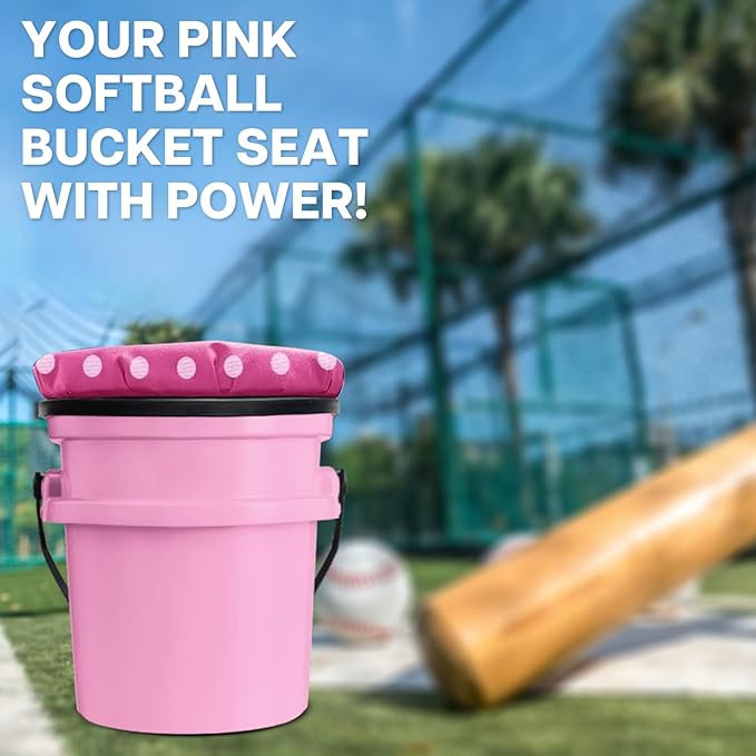 5 Gallon Bucket Seat for Yeti Bucket Only, Swivel Bucket Lid with Padded Top for Cozy Sitting, Bucket Seat Cushion for Outdoor Fishing,Hunting,Gardening, Baseball Training, Pink, Black