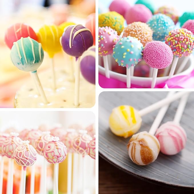 QELEG 2pcs Silicone Lollipop Molds with 100 Paper Sticks, 6-Capacity 3D Round Hard Candy Ice Ball Molds for DIY Chocolate Cake Pop