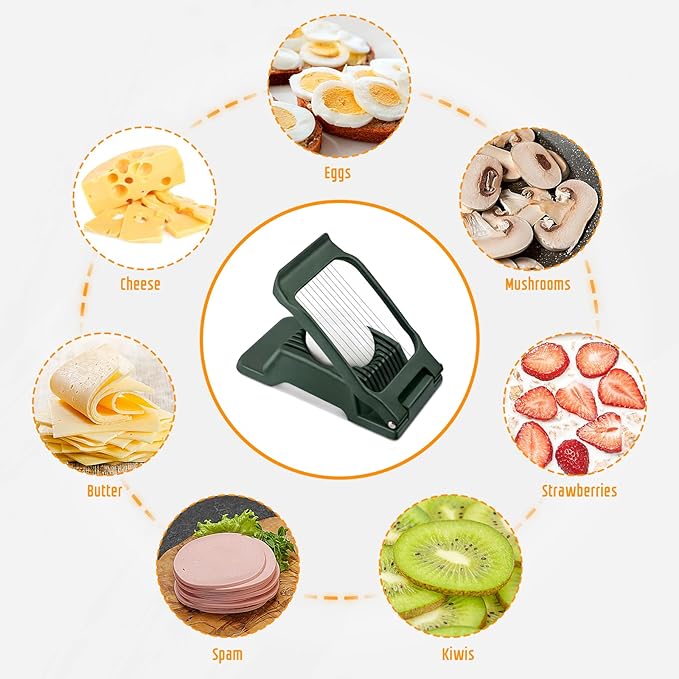 Egg Slicer for Hard Boiled Eggs, Stainless Steel Wire, Multipurpose Heavy Duty Aluminium Egg Cutter for Egg, Salads, Sandwiches, Strawberries, Mushrooms, Soft Cheese, Fruit, Green