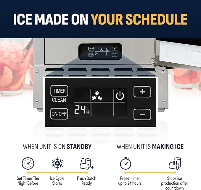 Newair 15" Undercounter Nugget Ice Maker, Pebble Ice Maker Producing 66 lbs. Daily, Built-in or Freestanding in Stainless Steel, Sonic Ice Makers for Home, Bar, Restaurant