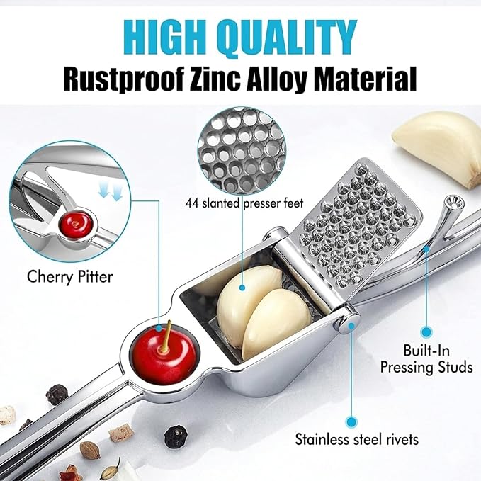2Pcs Garlic Press Set, Multi-Functional Manual Garlic Mincer Tool for Effortless Garlic Mashing and Squeezing,Dishwasher Safe,Easy Grip,Must-Have Cooking Gadgets and Home Gadgets for Every Home Chef