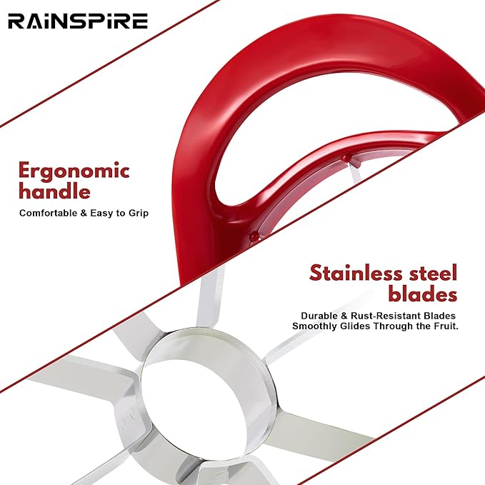 Rainspire Apple Cutter 8 Slices, 8 Blade Apple Slicer and Corer, Apple Corer Tool with Stainless Steel Blades, Super Sharp Fruit Cutter Fruit Slicer (Red)