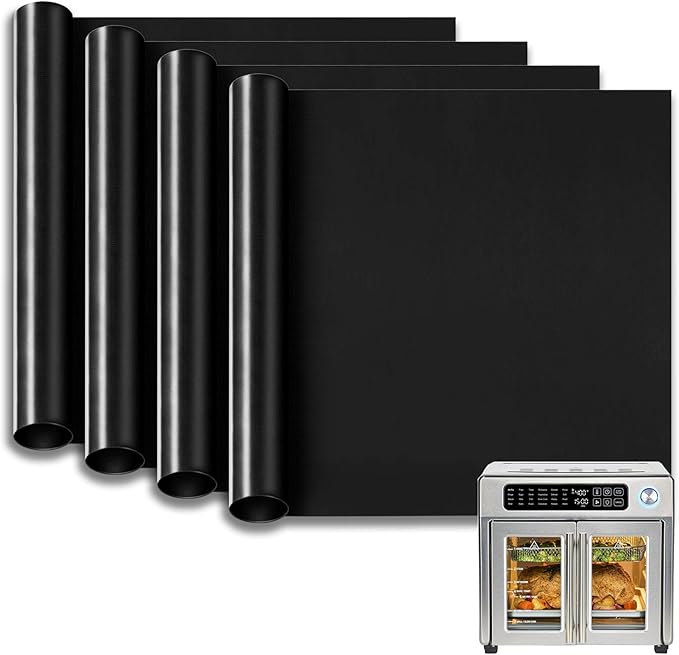 Air Fryer Oven Liners for Bottom of Oven, 12"x12" Non-Stick Heat Resistant Reusable Toaster Liners Baking Mat Accessories for Ninja Breville Cuisinart Emeril Lagasse and more, 4 Pack