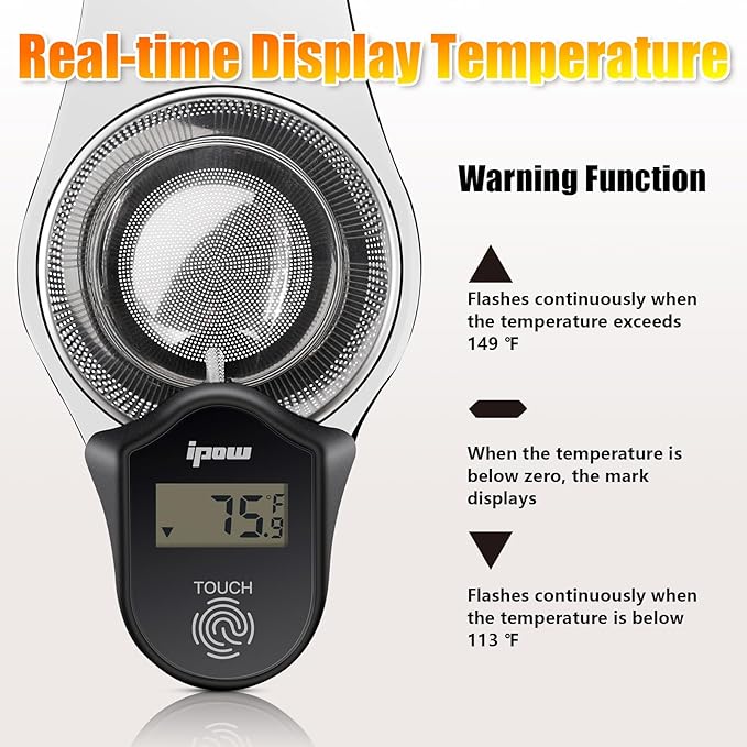 IPOW Stainless Steel Tea Infuser, Metal Loose Leaf Tea Steeper, Reusable Tea Strainer for Loose Tea, Upgrade Digital Thermometer Display, Specially Suit for Older Use, Tea Brewing No Longer By Feeling