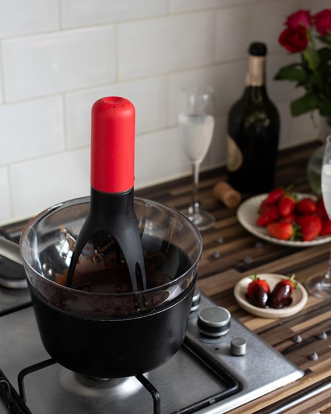 Uutensil Stirr Plus - Automatic Pan Stirrer with Timer - Includes USB Charging Cradle - Red x Grey