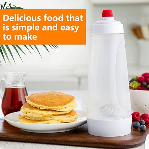 2 Pack Pancake Batter Dispenser,Pancake Batter Dispenser Bottle with Whisk Ball & Stand Base,Batter Mixer and Dispenser,Kitchen Baking Tool for Cupcakes,Muffins,Crepes,Waffle