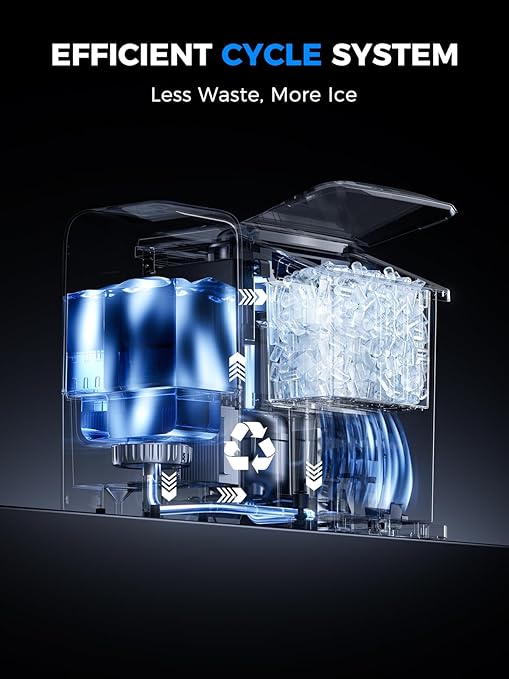 VIBOFROST Nugget Ice Makers Countertop with 1.32 Gallon Tank, 40 lbs/24H, Chewable Sonic Ice, Pellet Ice Machine with Auto Descaling System, Scoop Included, Stainless Steel