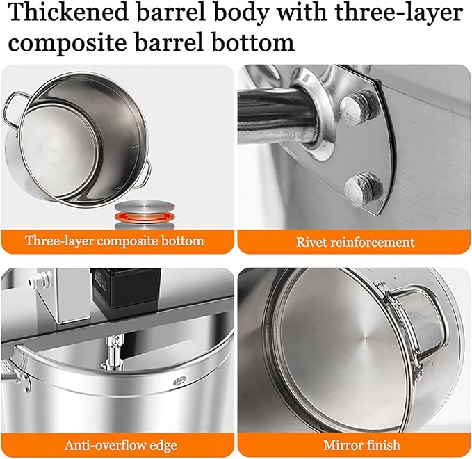 Automatic Food Mixer,Commercial Electric Stirrer,Stainless Steel Pot Stirrer For Cooking Agitator Chocolate Paste Heat Mixing Machine Food Mixer Pot Seasoning Bottom Soup Sauce Stirrer(20L)