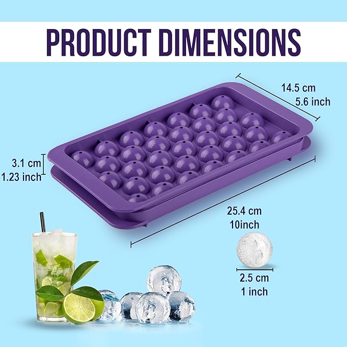 Ice Cube Trays for Freezer - 33 PCS Round Ice Cube Mold with Lid, Sphere Ice Mold and ice trays for freezer