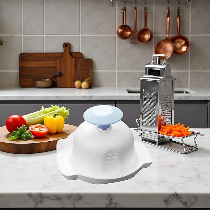 Blue Food Safety Holder for Mandolin or Grater, Finger Anti-Cut Protectors for Mandoline Slicer, Food Slicer Cutter Finger Guard