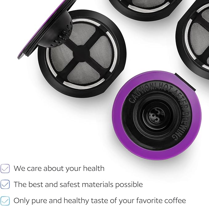 4 Black Reusable K Cups for Keurig Coffee Makers - Compatible with Keurig K-Classic, K-Select, K-Duo, K-Elite, K-Latte