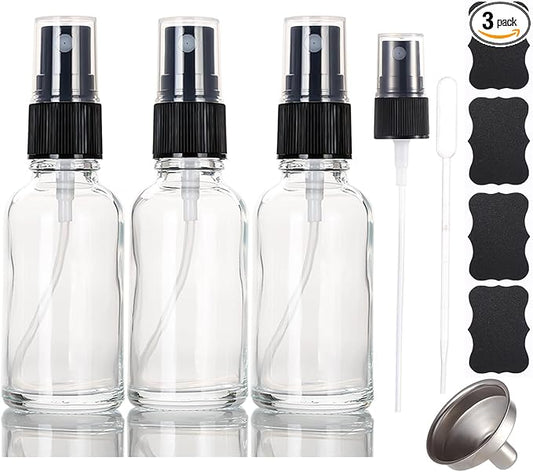 1 oz Glass Spray Bottles,Small Empty Fine Mist Refillable Travel Spray Bottle for Cleaning,Perfume,Aromatherapy,Cosmetic Sprays,Hair,Essential Oils with Fine Mist Dispenser（3 Pack）