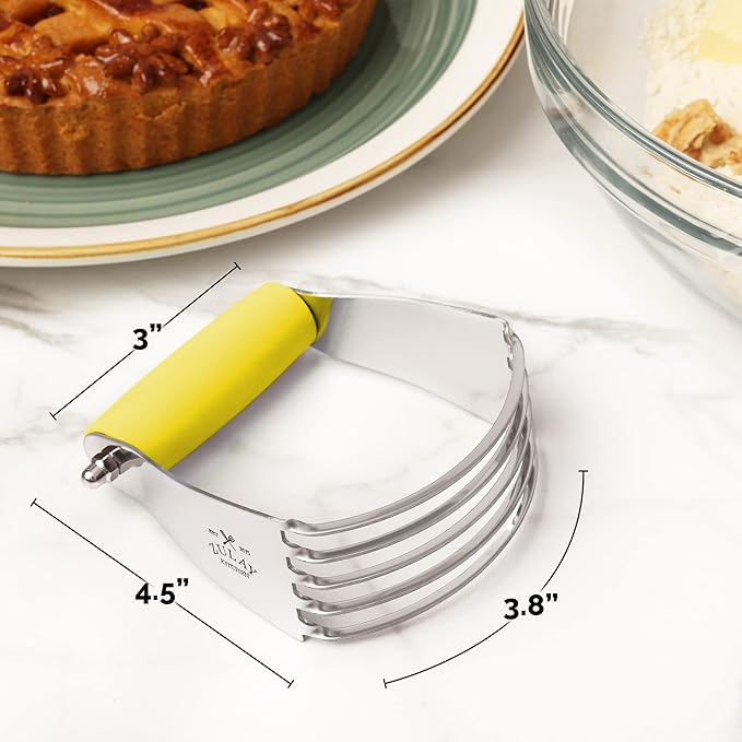 Zulay Kitchen Dough Blender - Stainless Steel Pastry Cutter, Heavy Duty Dough Cutter With Blades, Pastry Blender And Butter Cutter - Pastry Cutter For Baking (Yellow)
