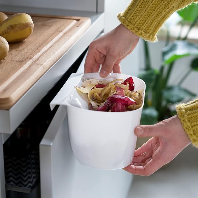 Navaris Hanging Kitchen Waste Bins Set of 2 - Garbage for Food Scraps and Compost - Small Trash Can for Counter or RV, Dustbin
