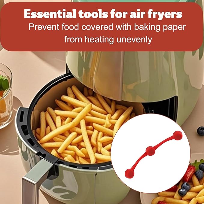 3 Sets Air Fryer Magnet Silicone Buckle, Secure Locking Disposable Liners Heat-Resistant & Prevent Paper Burns Magnetic Clips Holder for All Iron Air Fryer Accessories (Red)