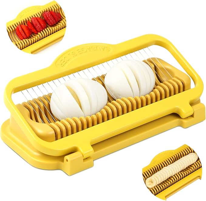 Egg Slicer for Hard Boiled Eggs Banana Slicer, banana Strawberry Mushroom, Aluminium Stainless Steel Wires Heavy Duty Dishwasher Safe