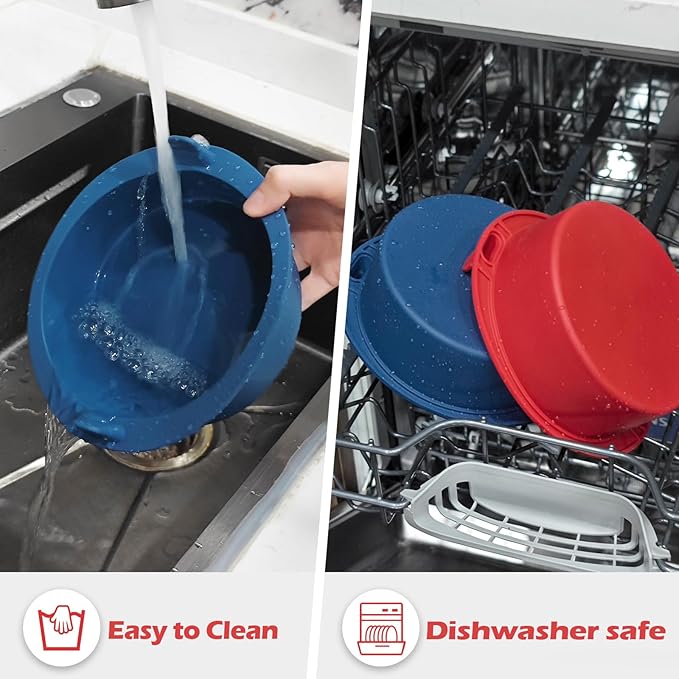 Webake 6 Inch Air Fryer Round Cake Pans for Baking, Nonstick Silicone Air Fryer Baking Pan Wih Handle, BPA Free Set of 2