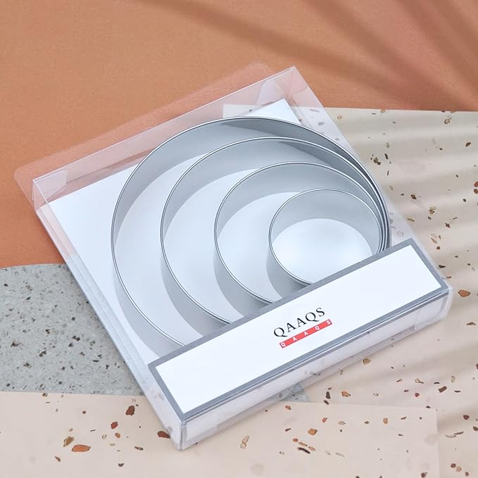 Circle Round Biscuit Cookie Cutter Set - Large Donut Cutter Ring Molds - 5 Inch, 4 Inch, 3 Inch, 2 Inch - Geometric Plaque Cookie Cutters Shapes - Stainless Steel