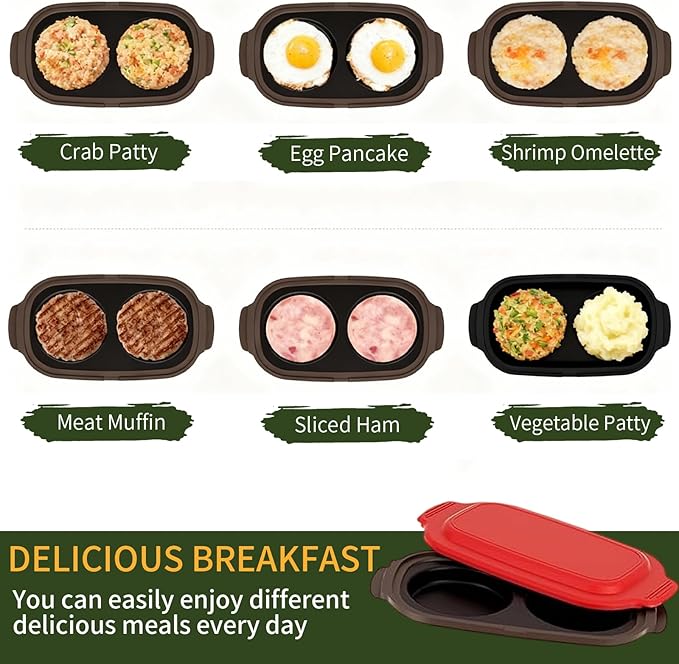 Microwave Egg Cooker – Microwave Egg Fryer, Omelette Maker for 2 Eggs, Non-Stick, Quick & Easy Egg Cooker for Breakfast, BPA-Free, Dishwasher Safe, Portable for Dorms, Offices, and Travel