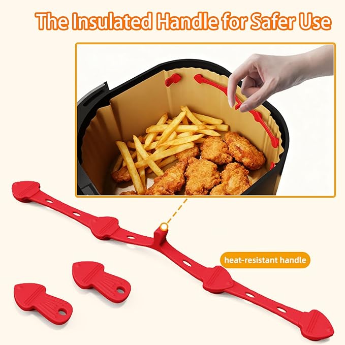 Air Fryer Magnets for Parchment Paper, Upgraded Air Fryer Magnets Silicone Buckle High-Temp Resistant Air Fryer Accessories Locks Disposable Liners Safely (Red)