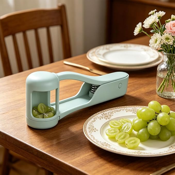 Grape and Cherry Tomato Cutter, Fruit Slicer Handheld, One Second Fruit Slicer for Cherry Tomatoes, Ideal for Grapes, Cherry Tomatoes, Strawberries, Blueberries, And Small Fruits (H)