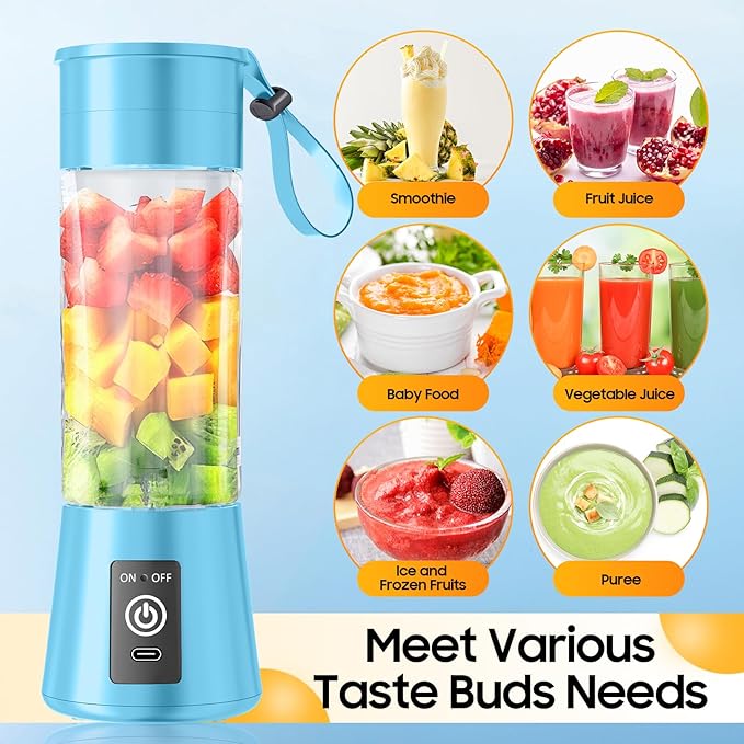 Personal Blender for Shakes and Smoothies - 2026 New Upgrade Cordless Portable Blender USB Rechargeable, 380Ml BAP Free Cup, Freshly Squeezed for Picnic/Sports, 20000Rpm/Min Speed