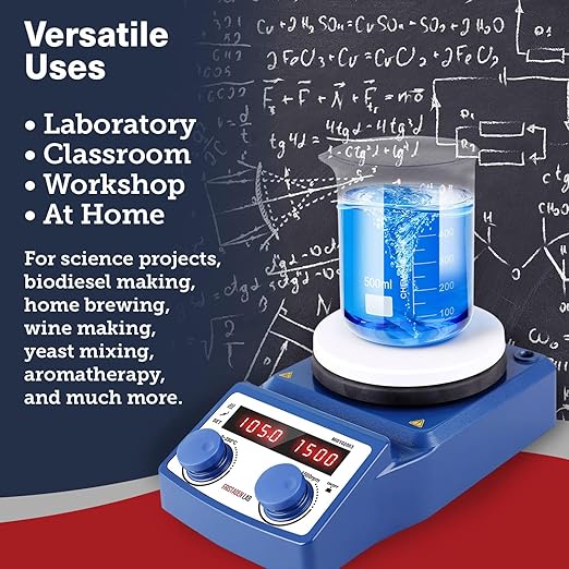 Fristaden Lab Magnetic Stirrer Hot Plate | Heavy Duty | USA Company | 5 L Capacity | Precision Temperature Control | Temperature Sensor Included | Stand-Free Operation