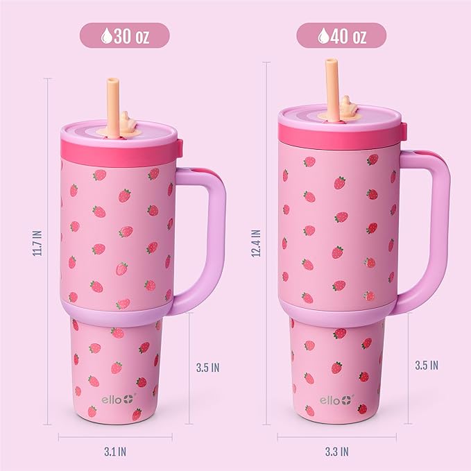 Ello Oasis 40oz Stainless Steel Tumbler - Strawberries