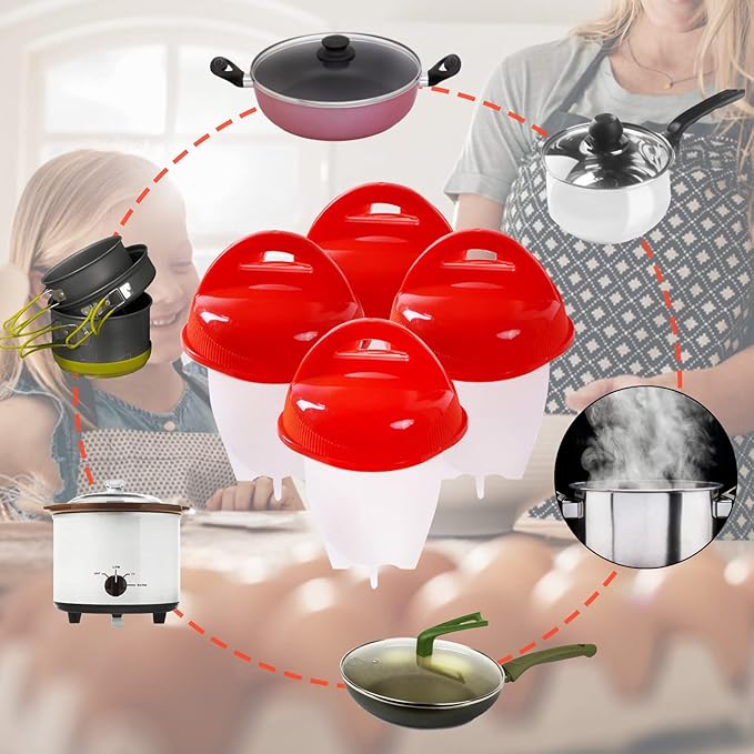 6 Pcs Egg Cooker, Silicone Non-stick Egg Boiler, No Shell Egg Cook Cups, Fast Poaching Egg for Breakfast