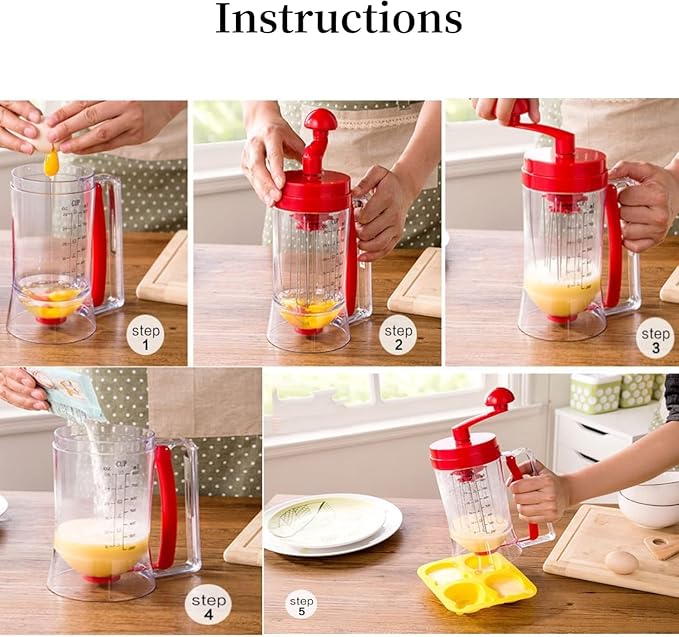 Batter Dispenser,3 In 1 Automatic Pancake Cupcake Batter Dispenser With Cake,Food Grade Dispenser For Pancake,Cupcakes, Waffles, Muffin Mix, Crepes, Cake Or Any Baked Goods