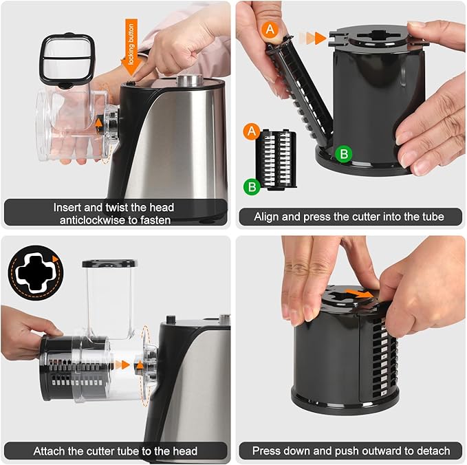 Electric Vegetables Slicer Cheese Shredder, 5-in-1 250W Professional Automatic Salad Fruits Maker Shooter Chopper Machine Kitchen Cutter Grater Food Processor with 5 Different Blades