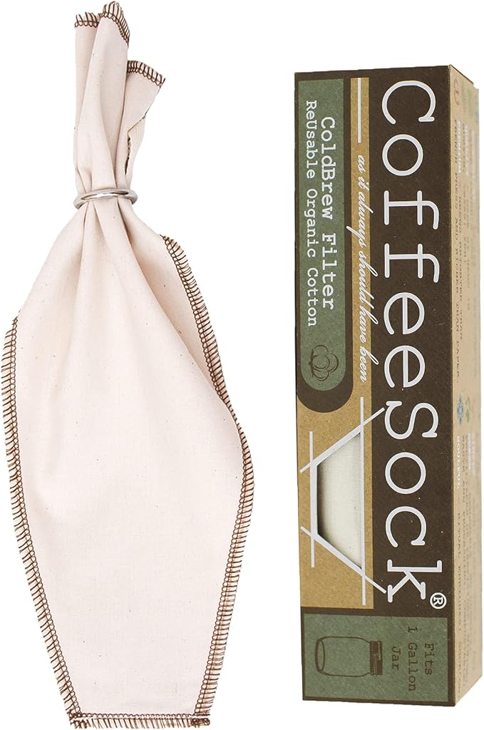 CoffeeSock ColdBrew Filter - GOTS Certified Organic Cotton Reusable Coffee Filter (ONE GALLON)