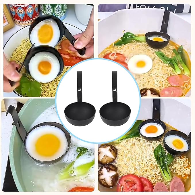 2-Piece Stainless Steel Egg Poacher Set – Nonstick Poached Egg Cups for Stovetop or Microwave, Easy-Clean, Rust- Egg Cooker for Perfect Breakfast Every Time