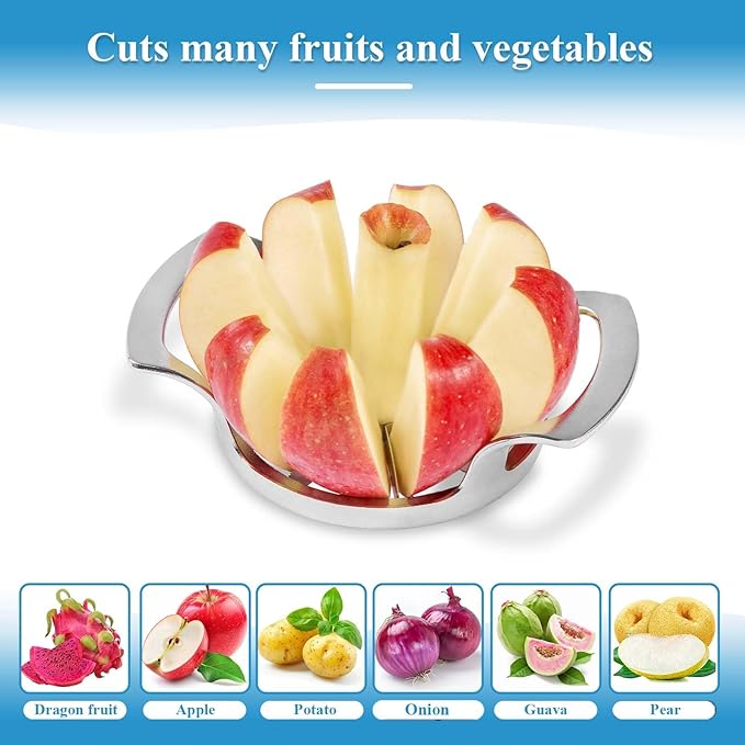 Premium Apple Slicer with Frosted Handle,8-Blades Sharp Stainless Steel Fruit Cutter- Zinc Alloy Case - Effortlessly Slice and Core Apples - Kitchen Essential