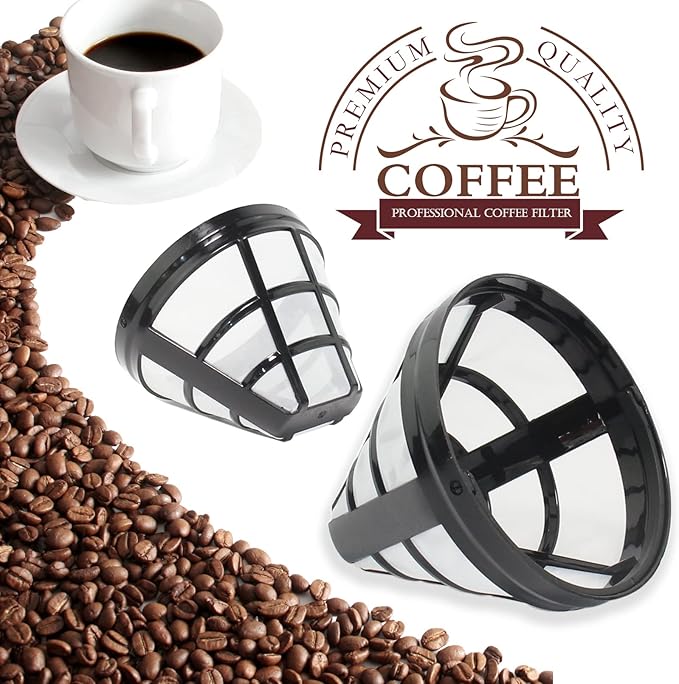 Cestlaive (4-Pack) No.4 Cone Reusable Replacement Coffee Maker Basket Filter Compatible with Cuisinart, Ninja Coffee Bar Brewer Filters, Fit Most 8-12 Cup Basket Drip Coffee Machine, BPA Free