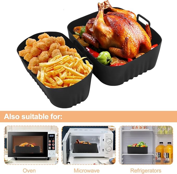 Air Fryer Silicone Liner for Philips Dual Basket Air Fryer 3000 Series 6L/3L,2-Pack Reusable Dual Airfryer Liners Accessories for Philips 9L 2-Drawer NA350/00