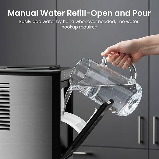 Kismile Ice Makers Countertop,26lbs in 24Hrs, Portable Ice Maker Machine with Self-Cleaning Function,Selectable Ice Size & Internal Lighting Desigh for Home/Kitchen/Bar