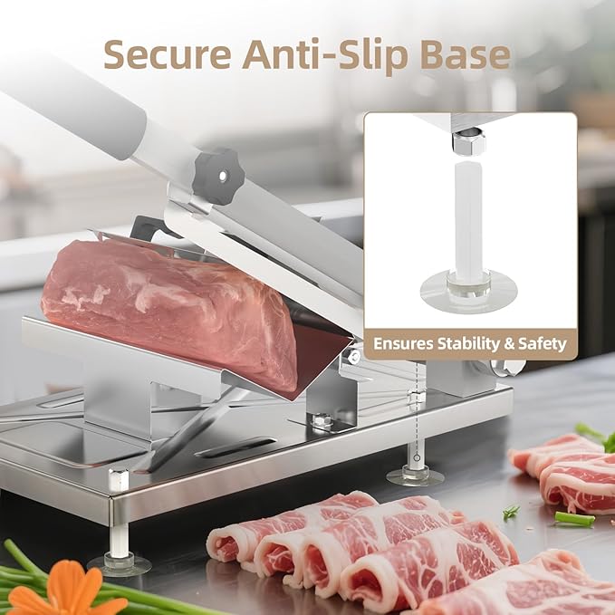 Manual Frozen Meat Slicer Stainless Steel Cleaver for Beef Mutton Pork Roll Home Cooking BBQ Hot Pot
