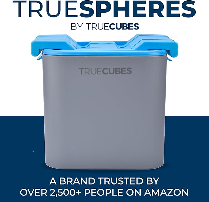 True Cubes Crystal Clear Ice Sphere Maker with Storage Bag – 4 Large Ice Spheres for Cocktails, Whiskey, and Drinks – Stackable Silicone Mold for Slow-Melting, Bartender-Quality Ice