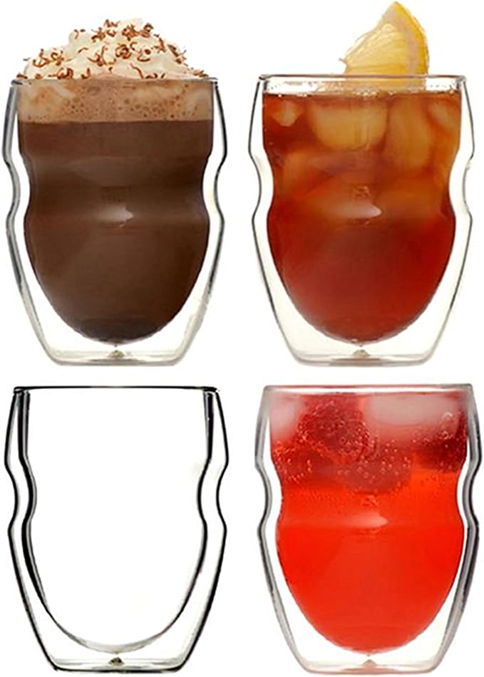 Ozeri Serafino Double Wall Insulated Beverage and Coffee Glasses, 8-Ounce, Set of 4
