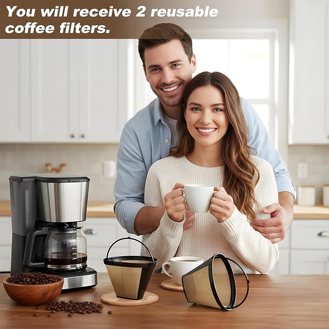2pcs 4 Cone Coffee Filters Basket Reusable Coffee Maker Filter Replacement With Handle Permanent Reusable Filter Basket For Makers Brewers