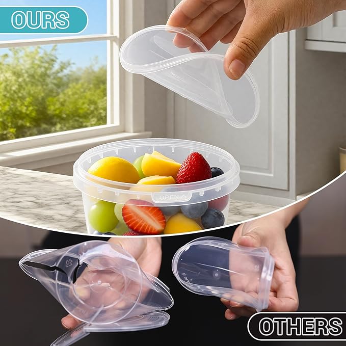 ASEVAT 15 oz 15 Pack Plastic Drink Buckets with Lids, Clear Plastic Cup with Lid, Ice Buckets for Parties, Reusable Food Grade Containers with Lids, Deli Container for Sauce, Soup