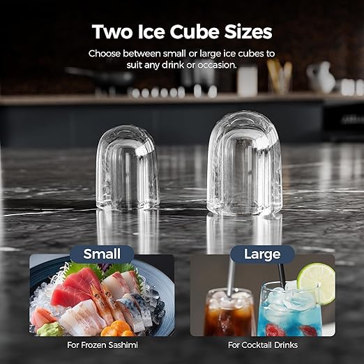 Antarctic Star Pro-Grade Countertop Ice Maker, 8 Cubes in 6 Mins, 26lbs/Day, Self-Cleaning, 2 Sizes, Ultra-Quiet for Home Bar, Kitchen, Office & Entertaining