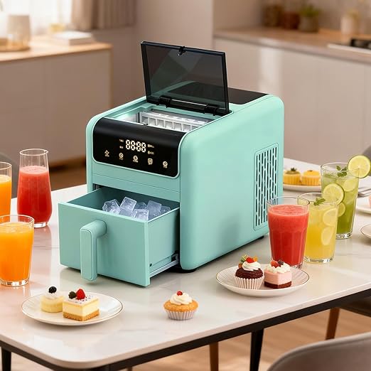 Countertop Ice Maker, 50lbs per 24H Self-Cleaning Portable Ice Machine, 24 Clear Cube Ice Cubes in 10-15 Mins, 3 Modes (Soft/Normal/Hard) & Timer Function, Compact for Home/Kitchen/Party