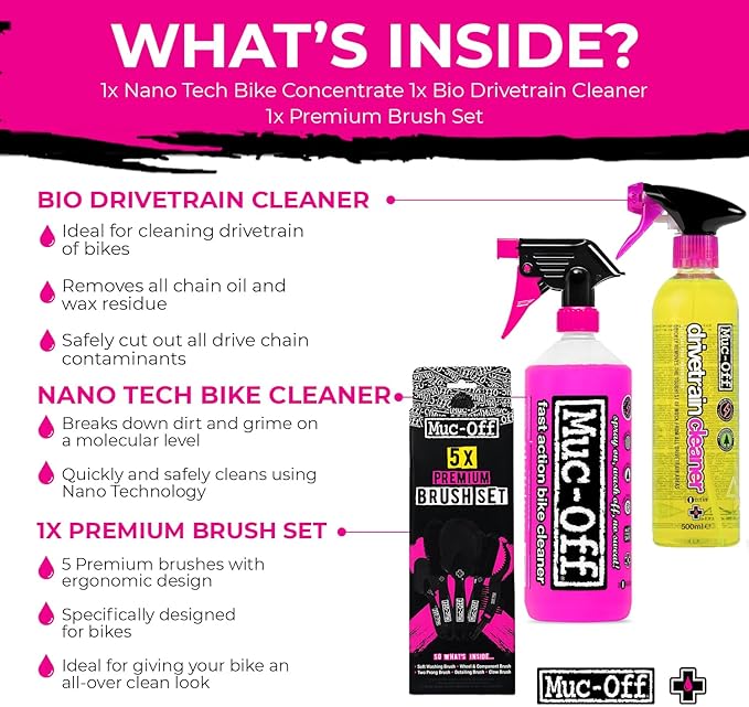Muc-Off Nano Tech Bike Cleaner 1L | Biodegradable Formula, Safe on Carbon Fibre and All Surfaces | Breaks Down Dirt on a Molecular Level