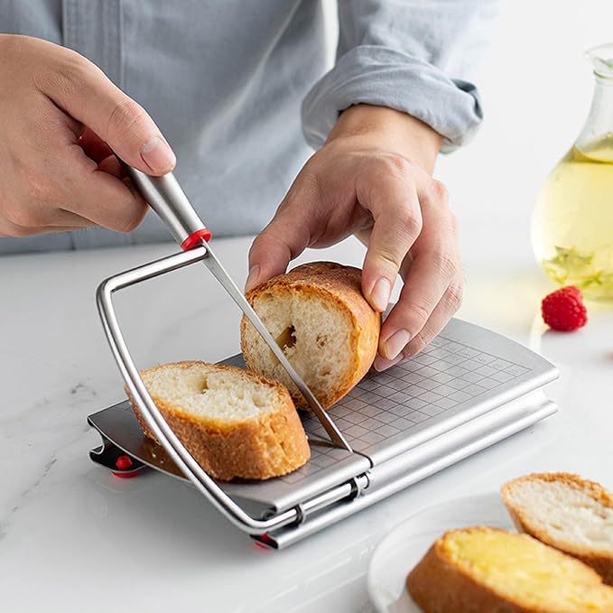 Multipurpose Cheese Slicers, Stainless Steel Cheese Cutter with Blade for Block Cheese, silver