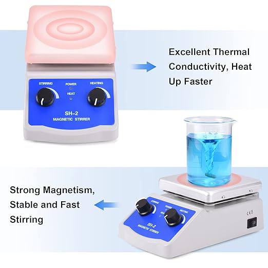 Slendor Magnetic Stirrer Hot Plate Mixer 1000ml Stirring Capacity 5 x 5 inch Max 520°F Hotplate and 100-2000 RPM Stirrer, Stirring Bar & Support Stand Included